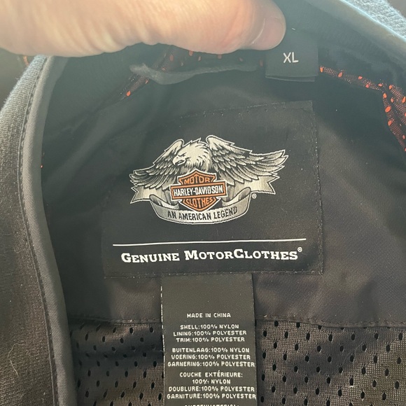 Harley Davidson Black & Orange embroidered Nylon Jacket - Picture 5 of 6